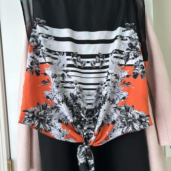 Kenneth Cole Black and Orange Top - Picture 1 of 4